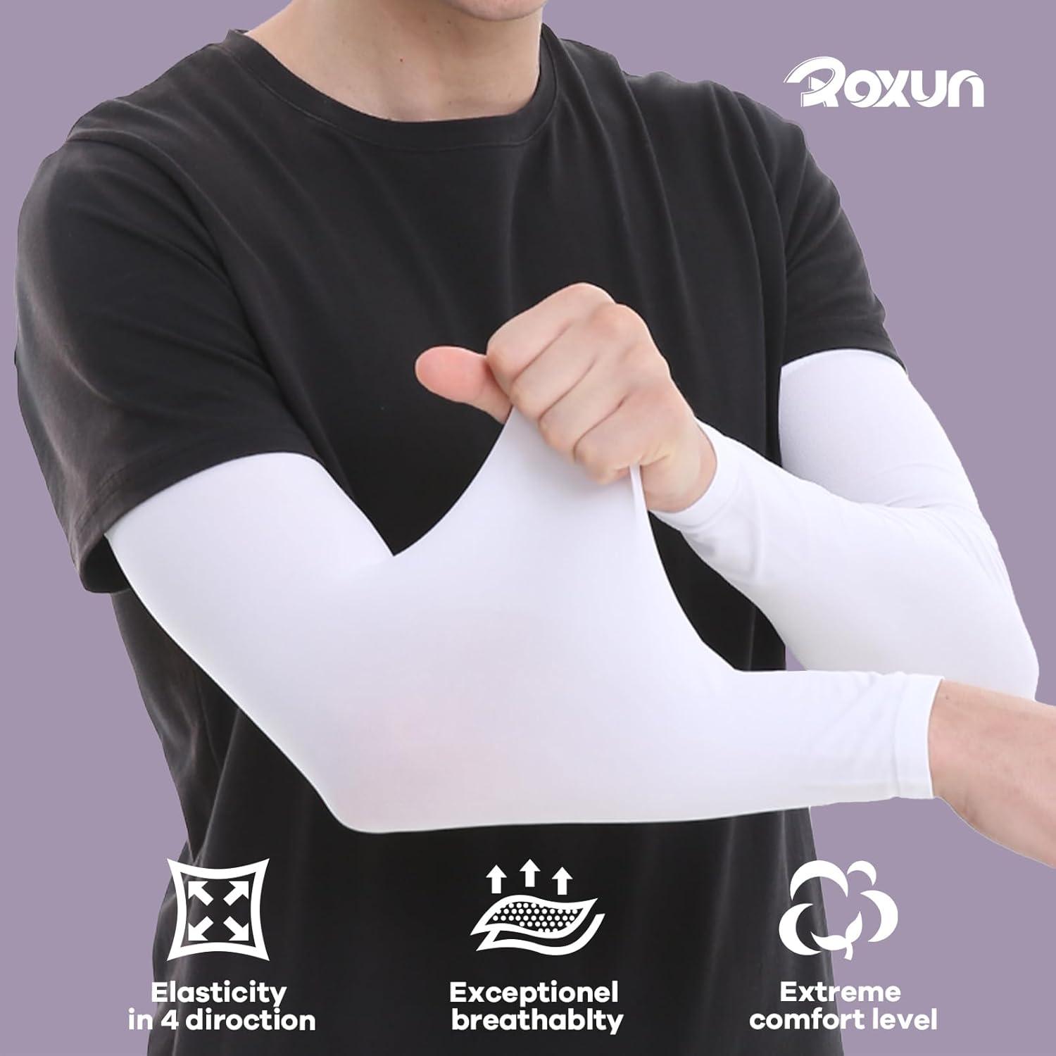 imageArm Sleeves Cooling UV Sun Protection Sports Compression for MenWomen2 Pairs Blackfluorescent