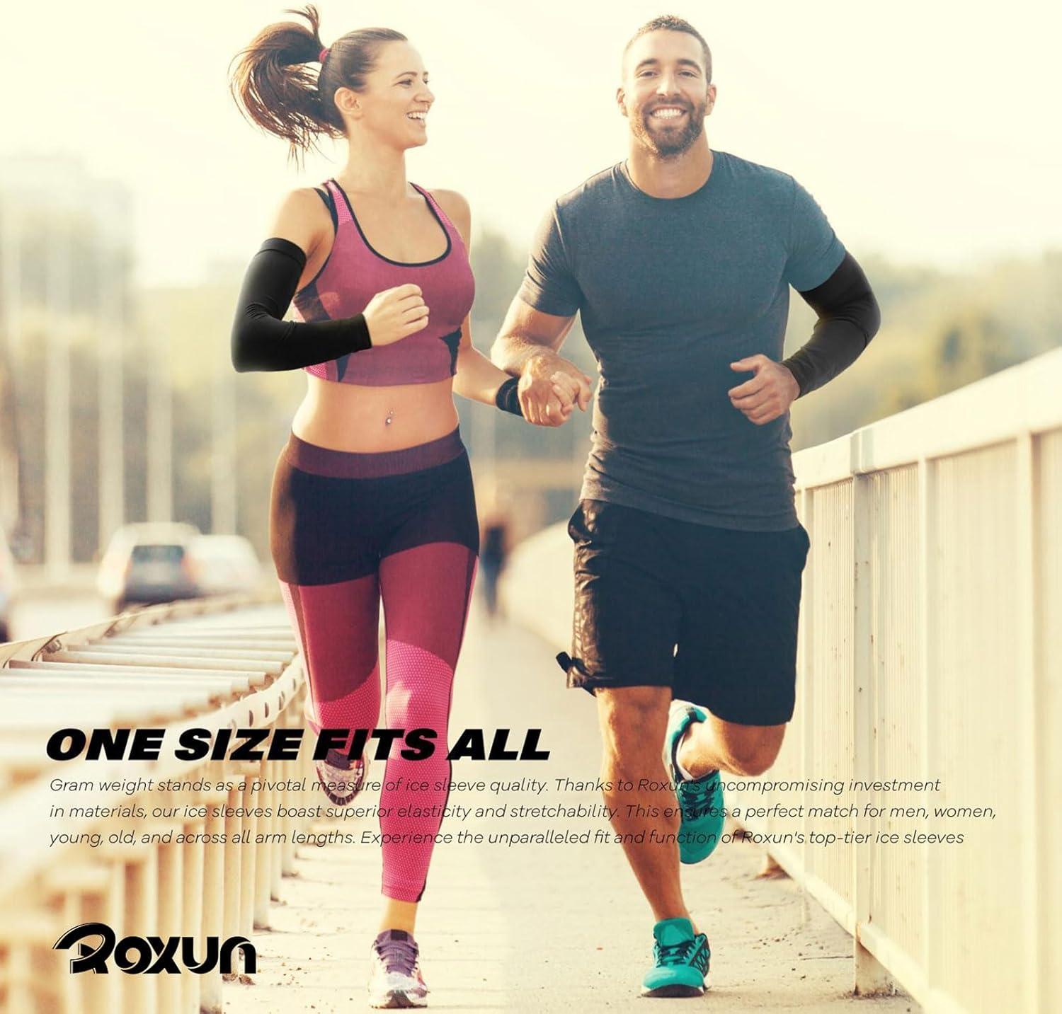 imageArm Sleeves Cooling UV Sun Protection Sports Compression for MenWomen2 Pairs Blackfluorescent