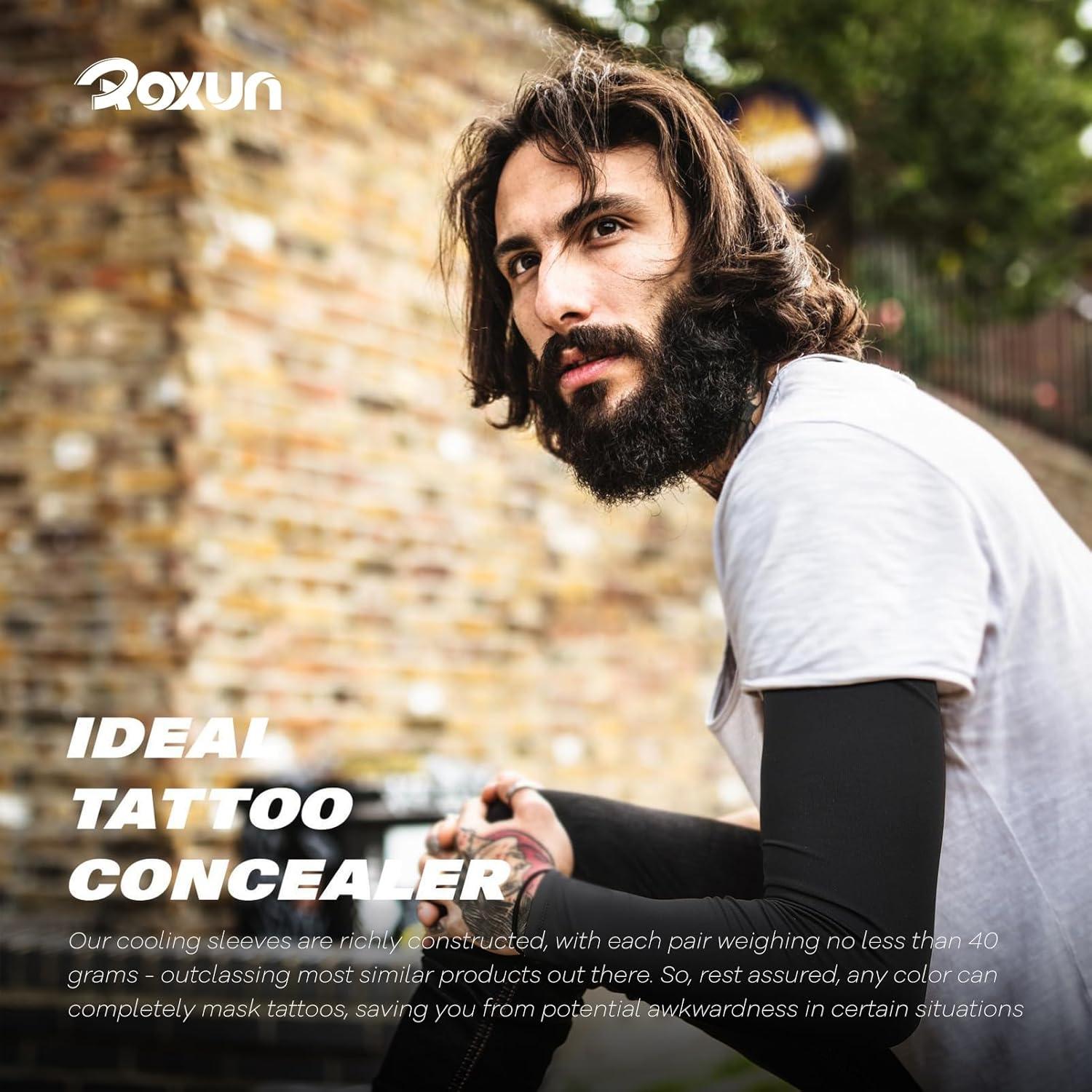 imageArm Sleeves Cooling UV Sun Protection Sports Compression for MenWomen2 Pairs Blackwhite