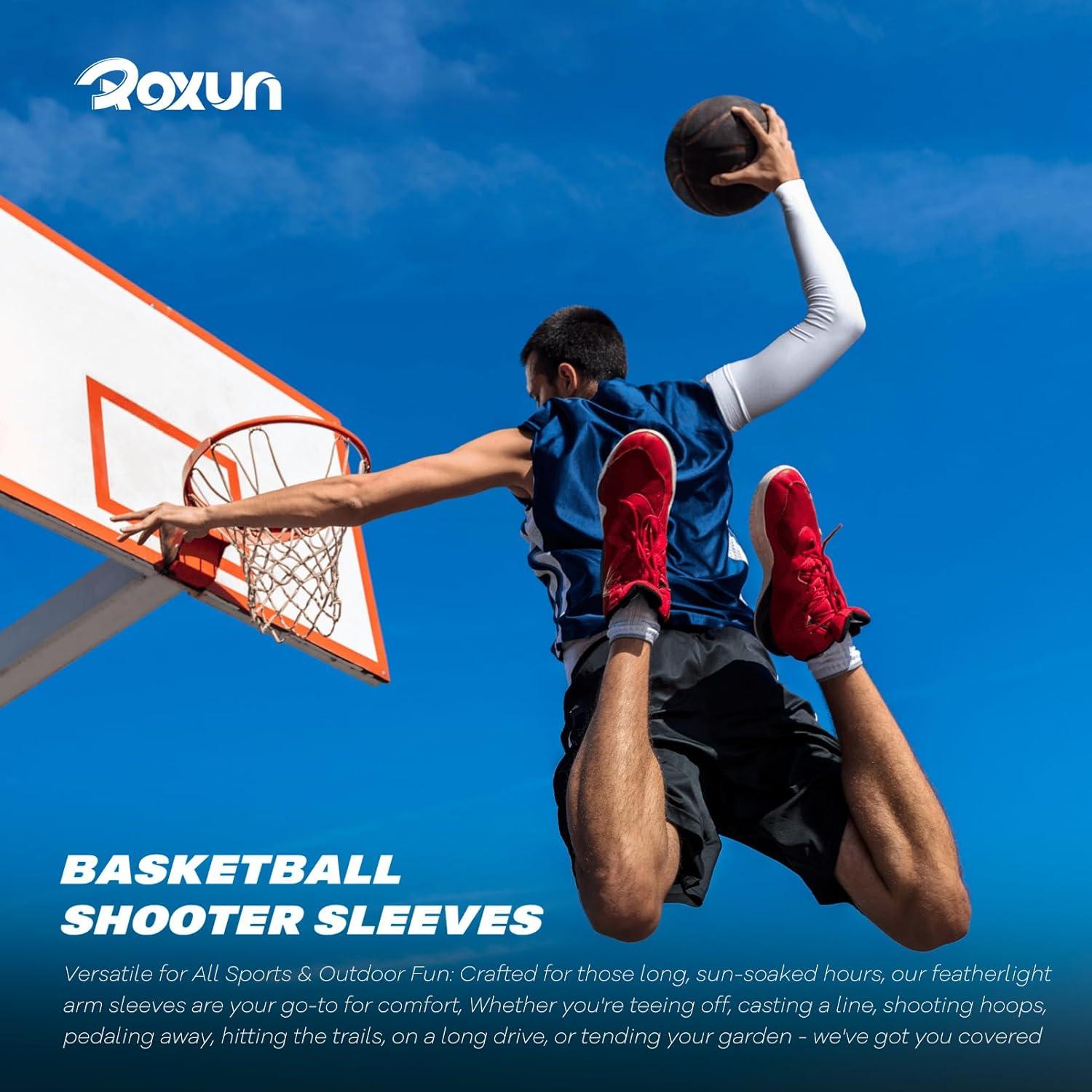 imageArm Sleeves Cooling UV Sun Protection Sports Compression for MenWomen2 Pairs Whiteblue