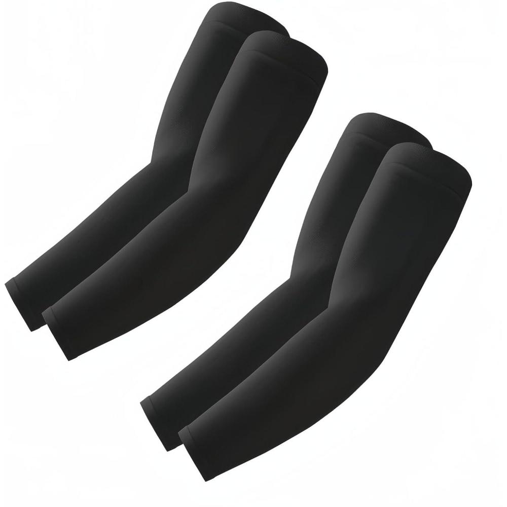 imageArm Sleeves Cooling UV Sun Protection Sports Compression for MenWomen2 Pairs  2 Black