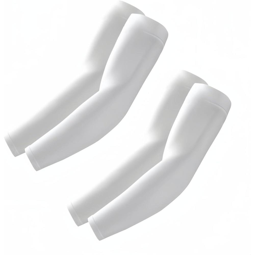 imageArm Sleeves Cooling UV Sun Protection Sports Compression for MenWomen2 Pairs  2 White