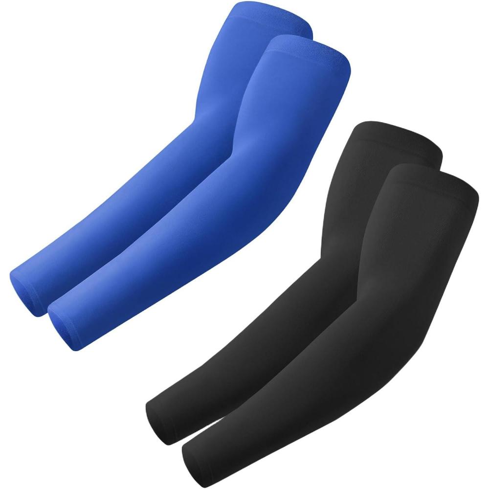 imageArm Sleeves Cooling UV Sun Protection Sports Compression for MenWomen2 Pairs  Blackblue