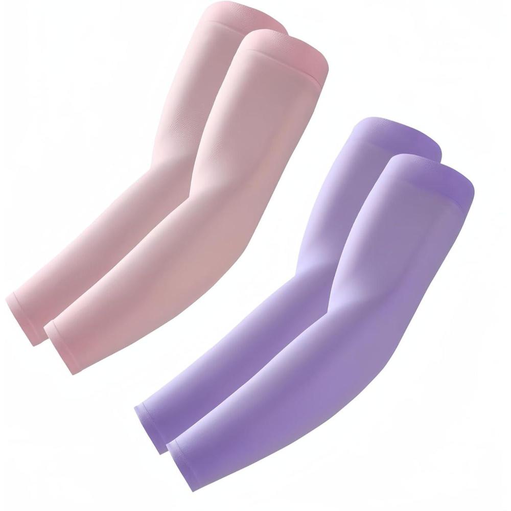 imageArm Sleeves Cooling UV Sun Protection Sports Compression for MenWomen2 Pairs  Purplepink