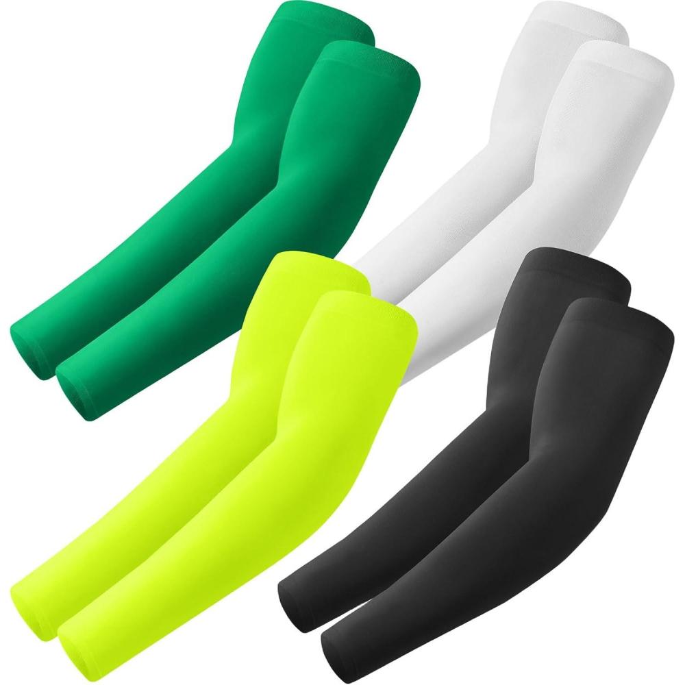 imageArm Sleeves Cooling UV Sun Protection Sports Compression for MenWomen4 Pairs  Blackwhitegreenfluorescent