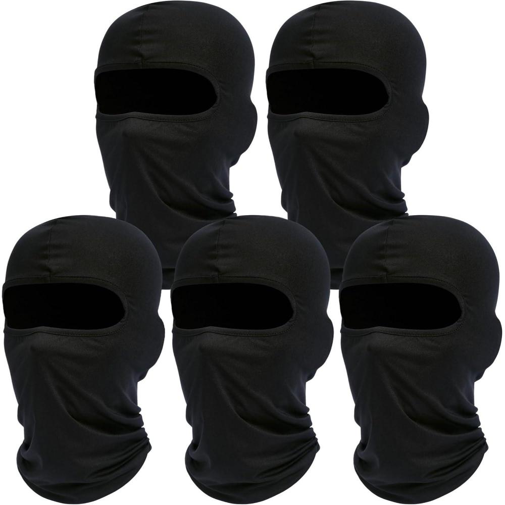 imageBalaclava Ski Mask 5 Pack Neck Gaiter Motorcycle Scarf Summer Cooling UV Protector MenWomen5 Black