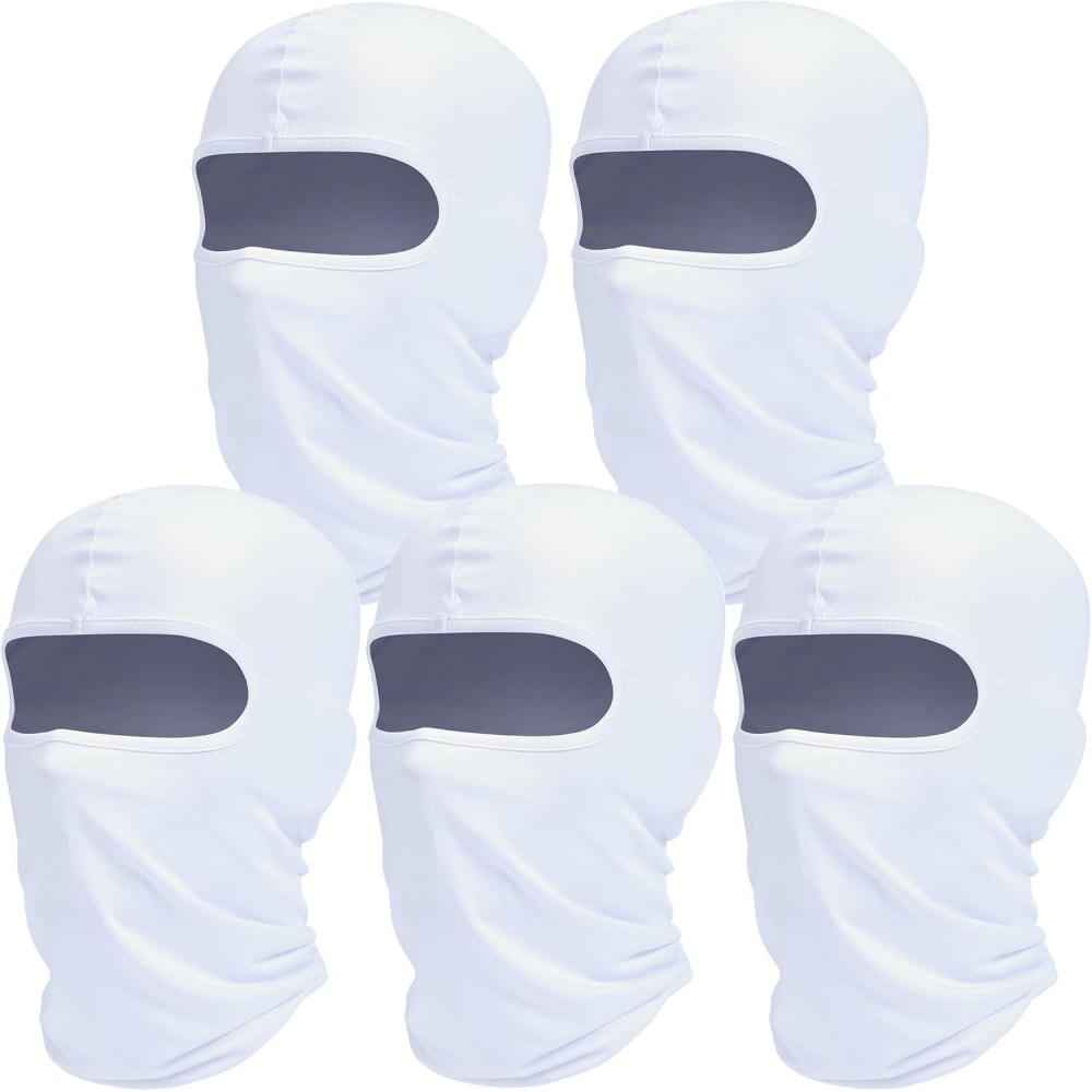 imageBalaclava Ski Mask 5 Pack Neck Gaiter Motorcycle Scarf Summer Cooling UV Protector MenWomen5 White