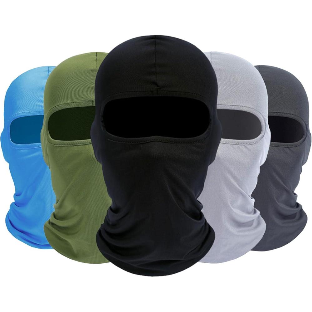imageBalaclava Ski Mask 5 Pack Neck Gaiter Motorcycle Scarf Summer Cooling UV Protector MenWomenBlackdark Graylight Grayarmy Greenlight Blue