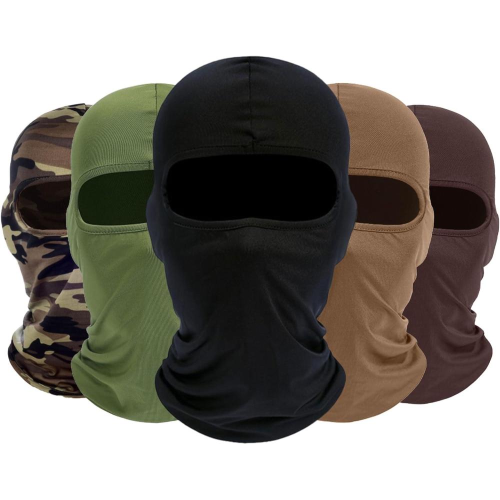 imageBalaclava Ski Mask 5 Pack Neck Gaiter Motorcycle Scarf Summer Cooling UV Protector MenWomenBlacksandbrownarmy Greencamo