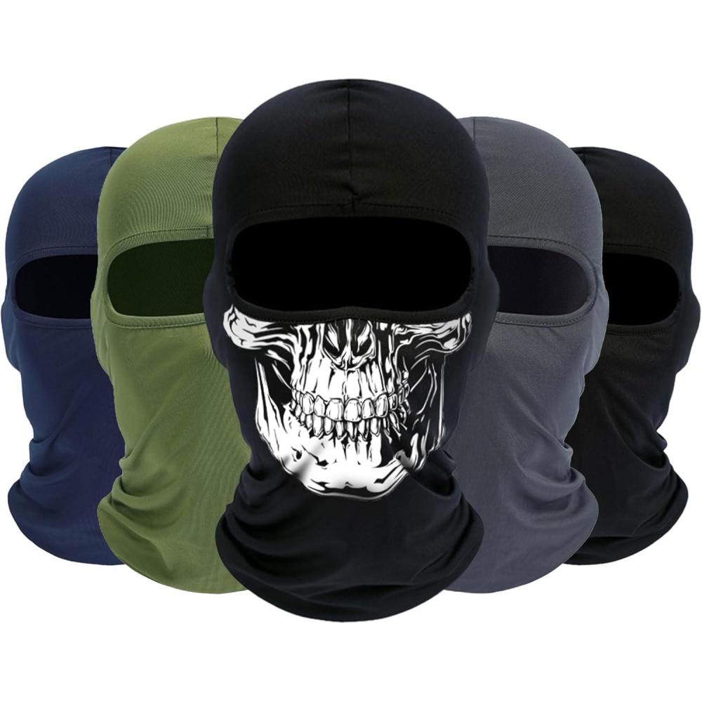 imageBalaclava Ski Mask 5 Pack Neck Gaiter Motorcycle Scarf Summer Cooling UV Protector MenWomenBlackskullnavy Bluearmy Greendark Gray