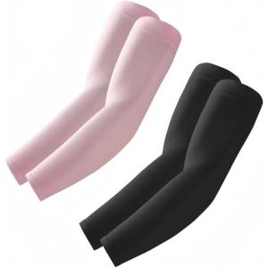 Arm Sleeves, Cooling UV Sun Protection Sports Compression for Men/Women(2 Pairs – Black+pink)