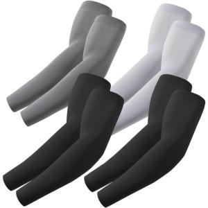 Arm Sleeves, Cooling UV Sun Protection Sports Compression for Men/Women(4 Pairs – 2 Black+dark Gray+light Gray)