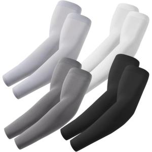Arm Sleeves, Cooling UV Sun Protection Sports Compression for Men/Women(4 Pairs – Black+dark Gray+light Gray+white)