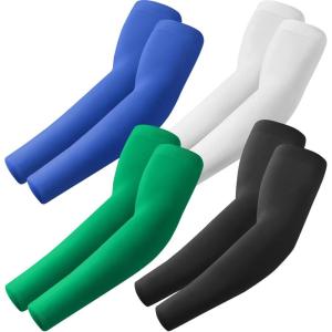 Arm Sleeves, Cooling UV Sun Protection Sports Compression for Men/Women(4 Pairs – Black+white+blue+green)