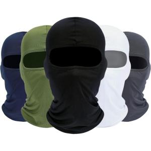 Balaclava Ski Mask, 5 Pack Neck Gaiter Motorcycle Scarf Summer Cooling UV Protector Men/Women(Black+white+navy Blue+army Green+dark Gray)