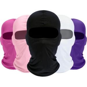 Balaclava Ski Mask, 5 Pack Neck Gaiter Motorcycle Scarf Summer Cooling UV Protector Men/Women(Black+white+pink+light Pink+purple)