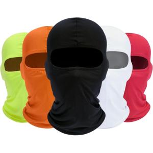 Balaclava Ski Mask, 5 Pack Neck Gaiter Motorcycle Scarf Summer Cooling UV Protector Men/Women(Black+white+red+orange+fluorescent)
