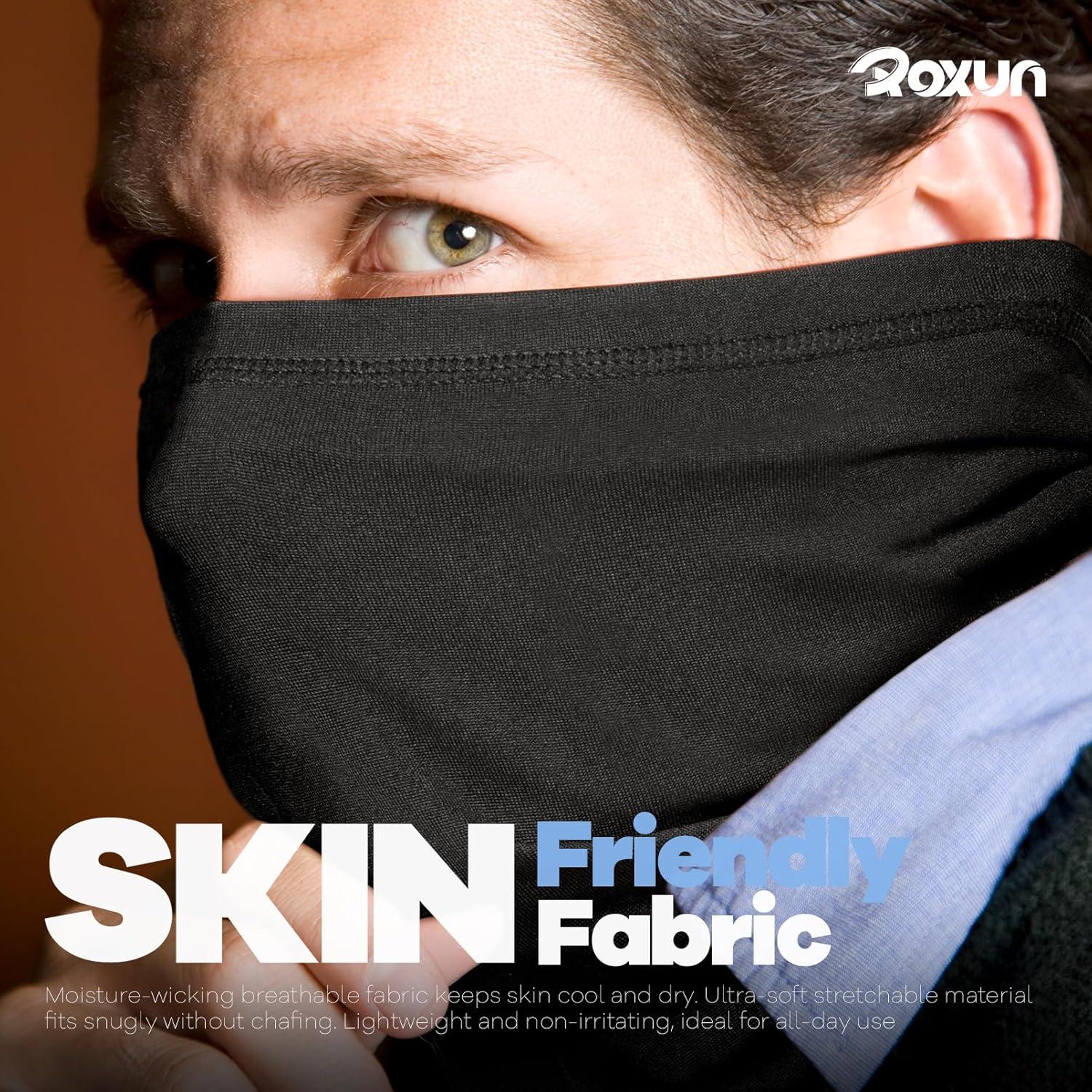 image4 Pack Neck Gaiter Cooling Breathable Face Mask UV Protection Scarf Hiking Bandana for MenWomenBlackwhitenavyarmy Green