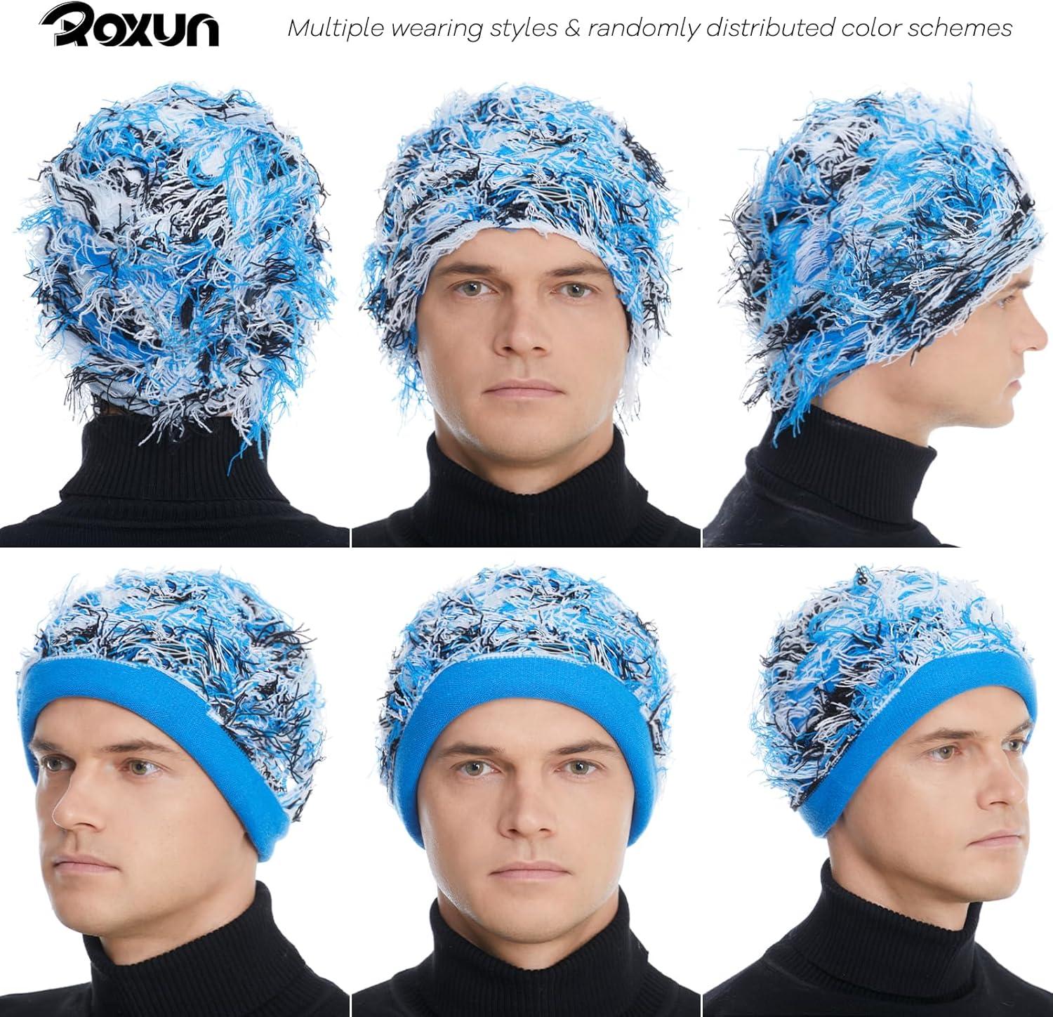 imageDistressed Beanie Fuzzy Shiesty Yeat Warm One Size for Men Women Winter Fashion Knit CapBlue Mixed