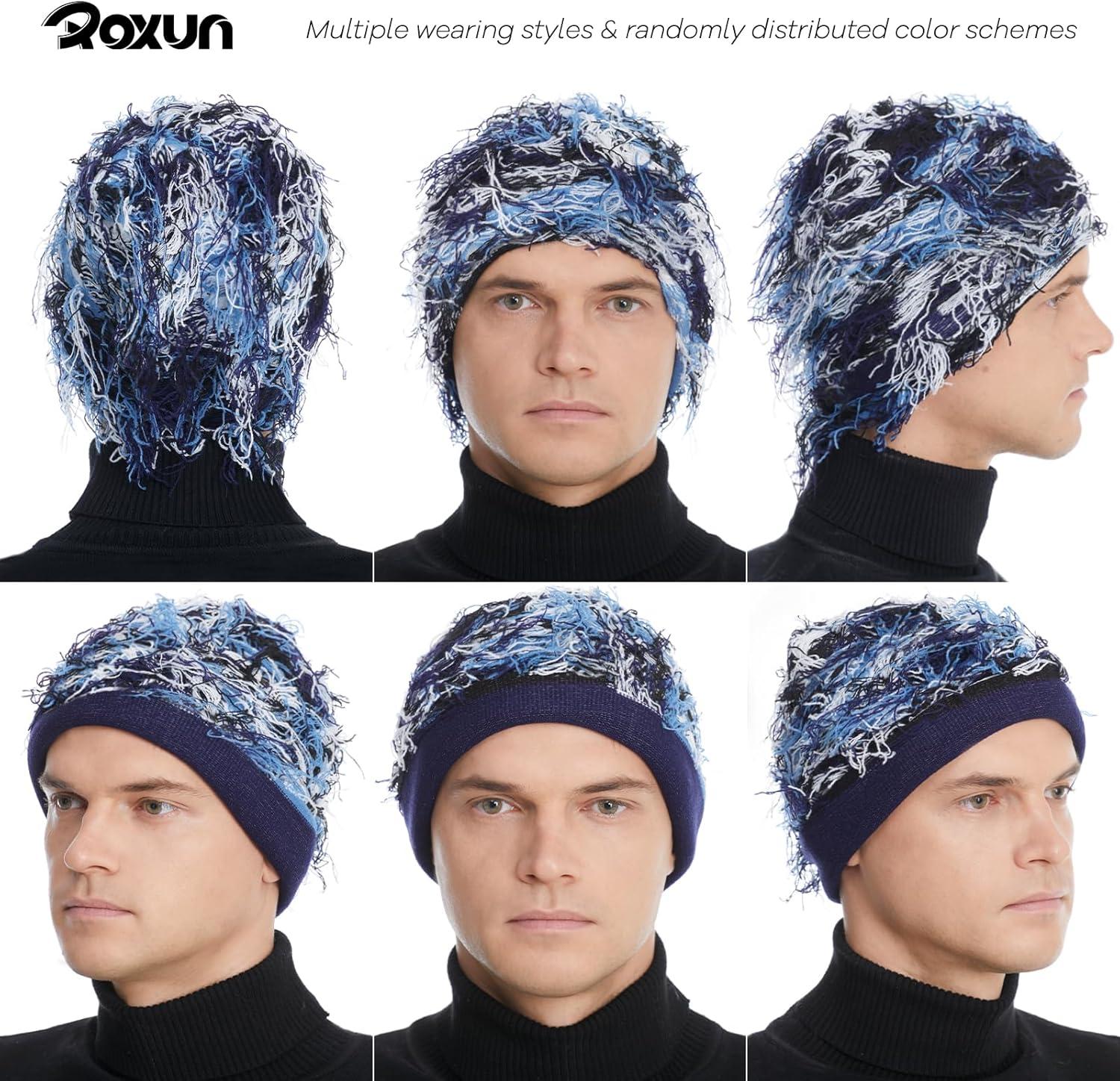 imageDistressed Beanie Fuzzy Shiesty Yeat Warm One Size for Men Women Winter Fashion Knit CapNavy Mixed