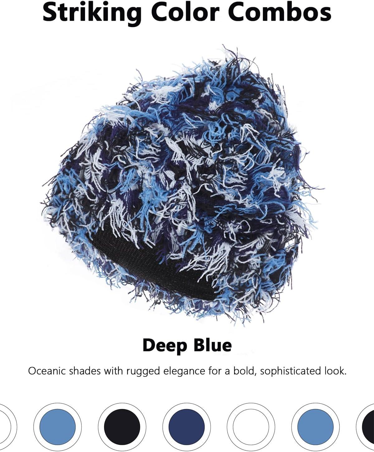 imageDistressed Beanie Fuzzy Shiesty Yeat Warm One Size for Men Women Winter Fashion Knit CapNavy Mixed