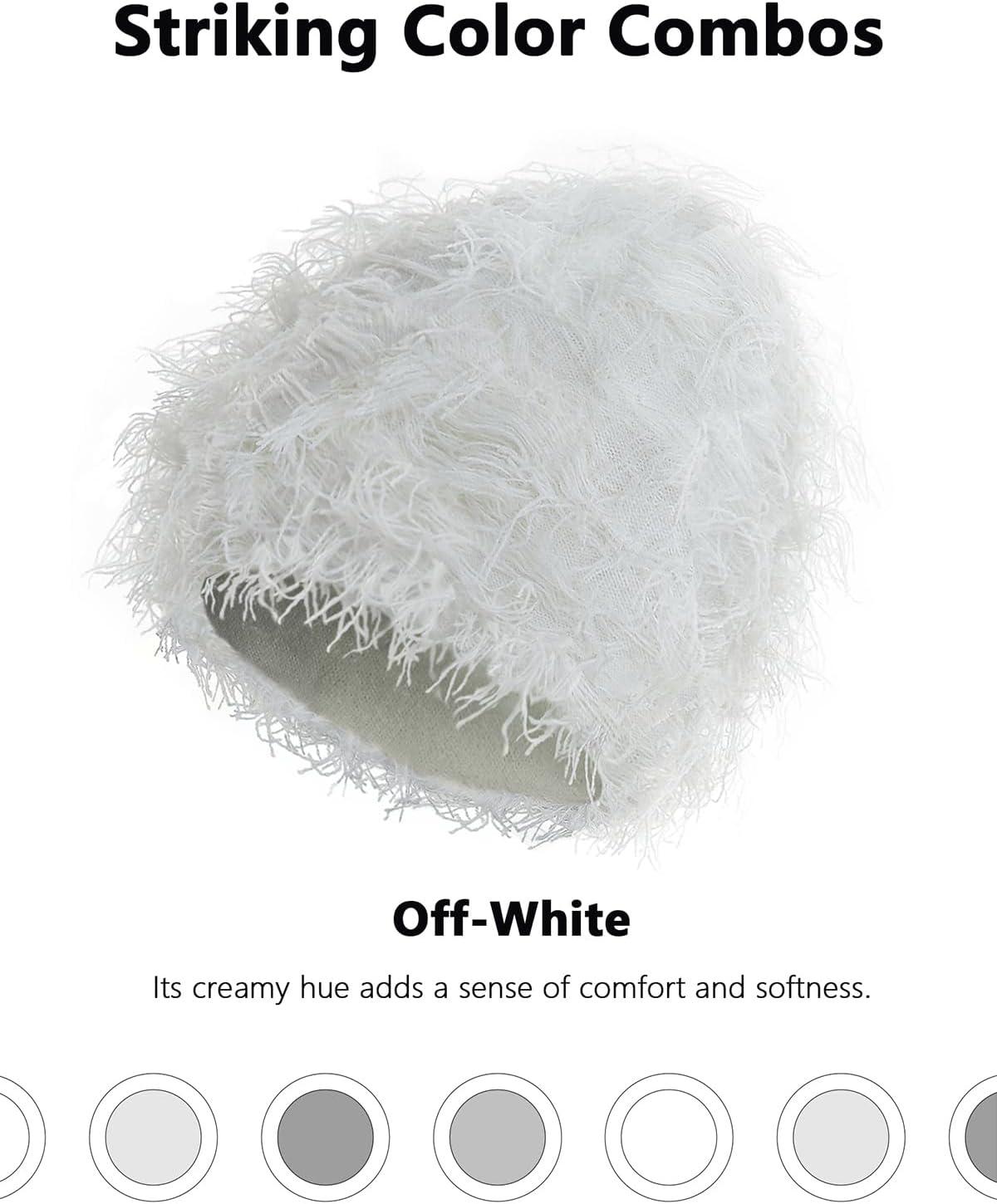 imageDistressed Beanie Fuzzy Shiesty Yeat Warm One Size for Men Women Winter Fashion Knit CapOffwhite