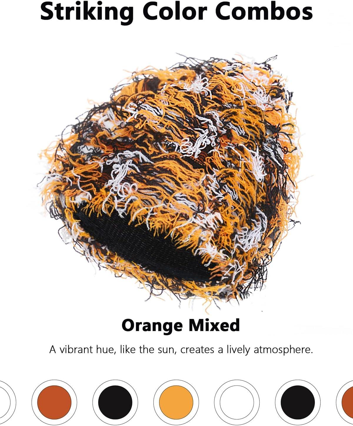 imageDistressed Beanie Fuzzy Shiesty Yeat Warm One Size for Men Women Winter Fashion Knit CapOrange Mixed