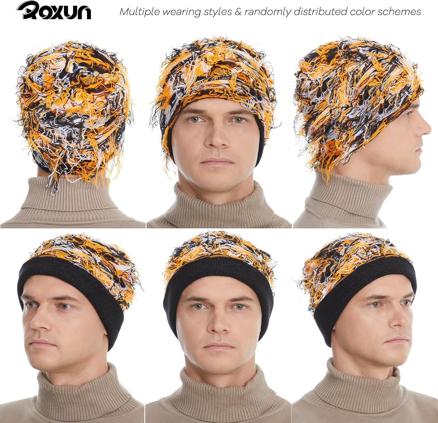 imageDistressed Beanie Fuzzy Shiesty Yeat Warm One Size for Men Women Winter Fashion Knit CapOrange Mixed