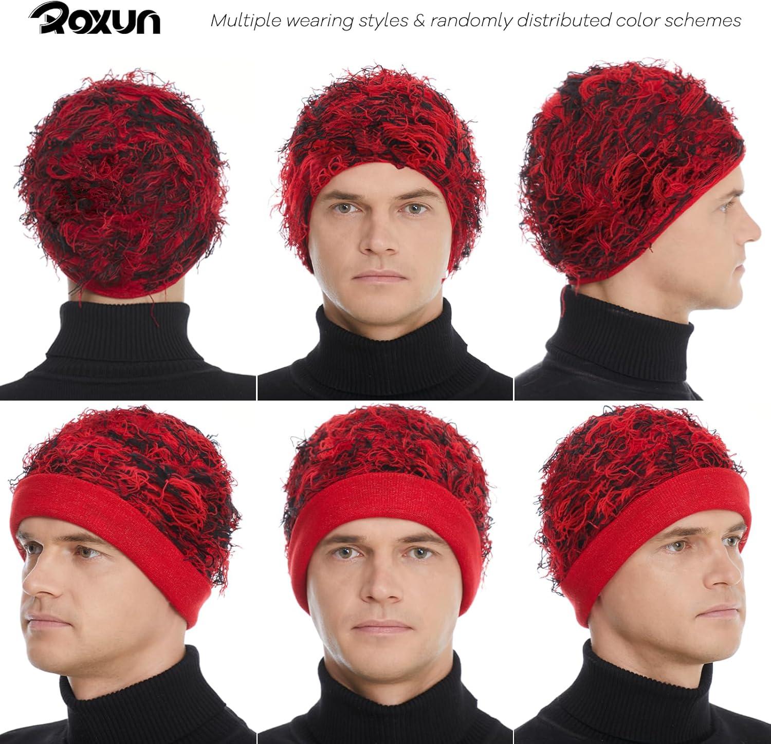 imageDistressed Beanie Fuzzy Shiesty Yeat Warm One Size for Men Women Winter Fashion Knit CapRed Mixed