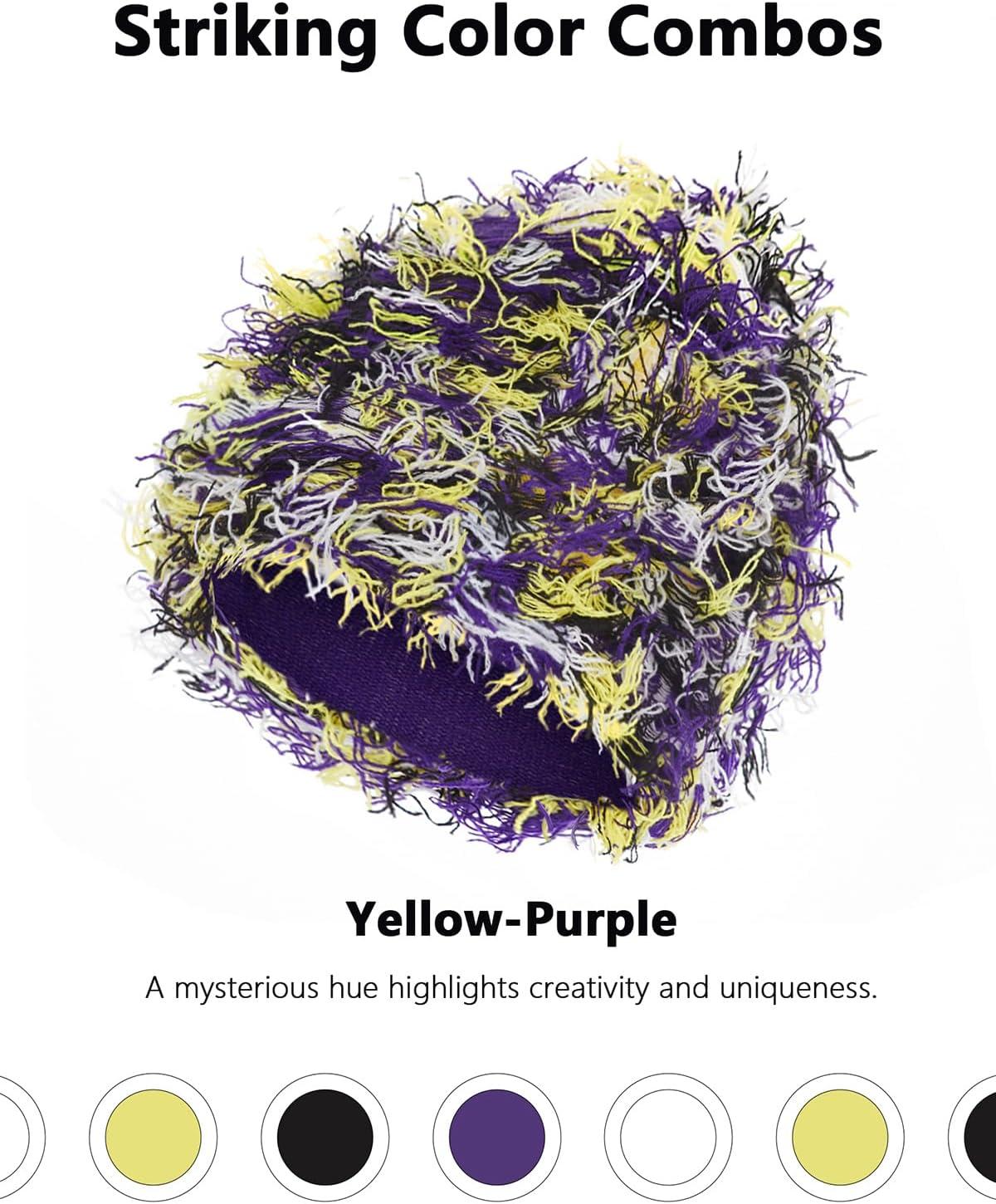 imageDistressed Beanie Fuzzy Shiesty Yeat Warm One Size for Men Women Winter Fashion Knit CapYellow Purple Mixed
