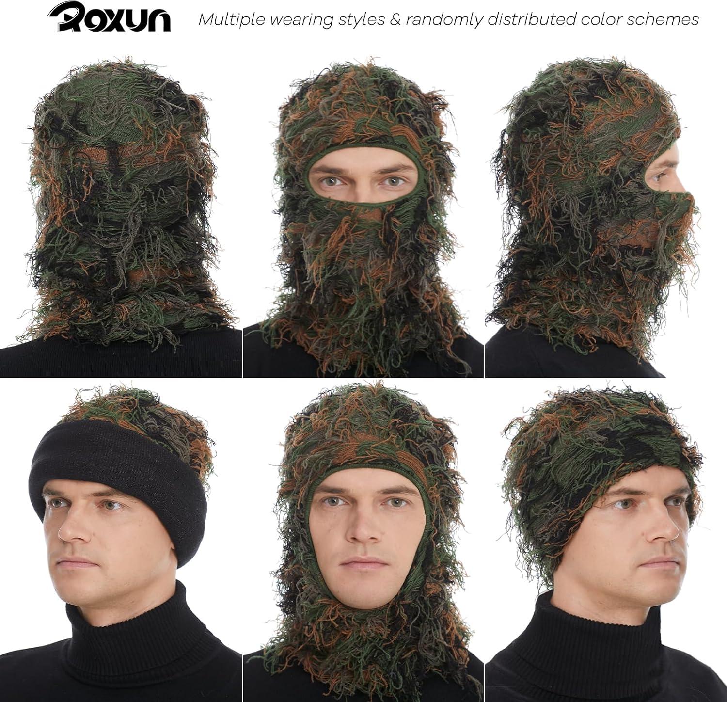 imageDistressed Ski Mask Balaclava Yeat Shiesty Fluffy Knitted Full Face Mask for MenWomenArmy Green Mixed