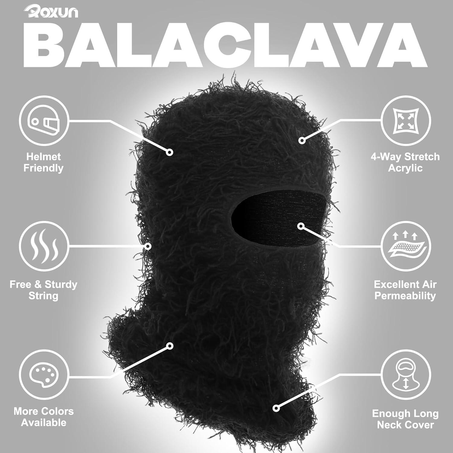 imageDistressed Ski Mask Balaclava Yeat Shiesty Fluffy Knitted Full Face Mask for MenWomenBlack