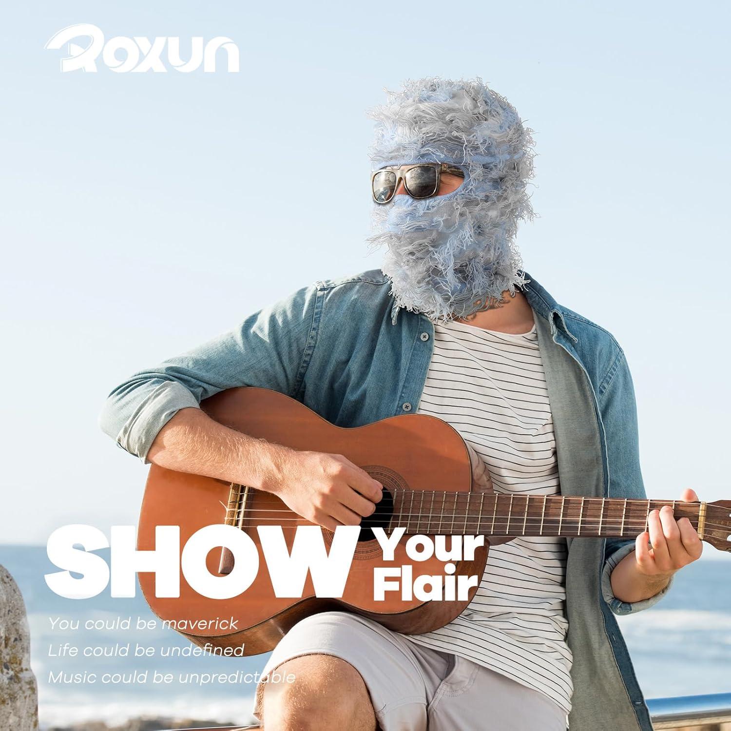 imageDistressed Ski Mask Balaclava Yeat Shiesty Fluffy Knitted Full Face Mask for MenWomenBlue Mixed