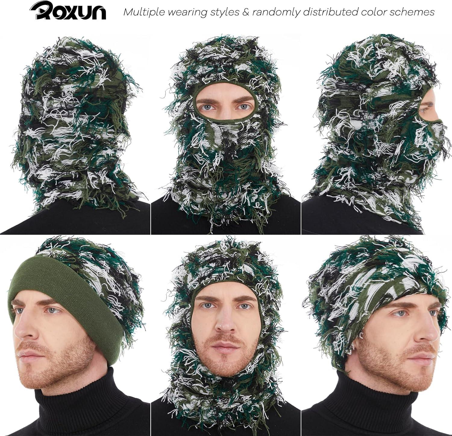 imageDistressed Ski Mask Balaclava Yeat Shiesty Fluffy Knitted Full Face Mask for MenWomenGreen Mixed