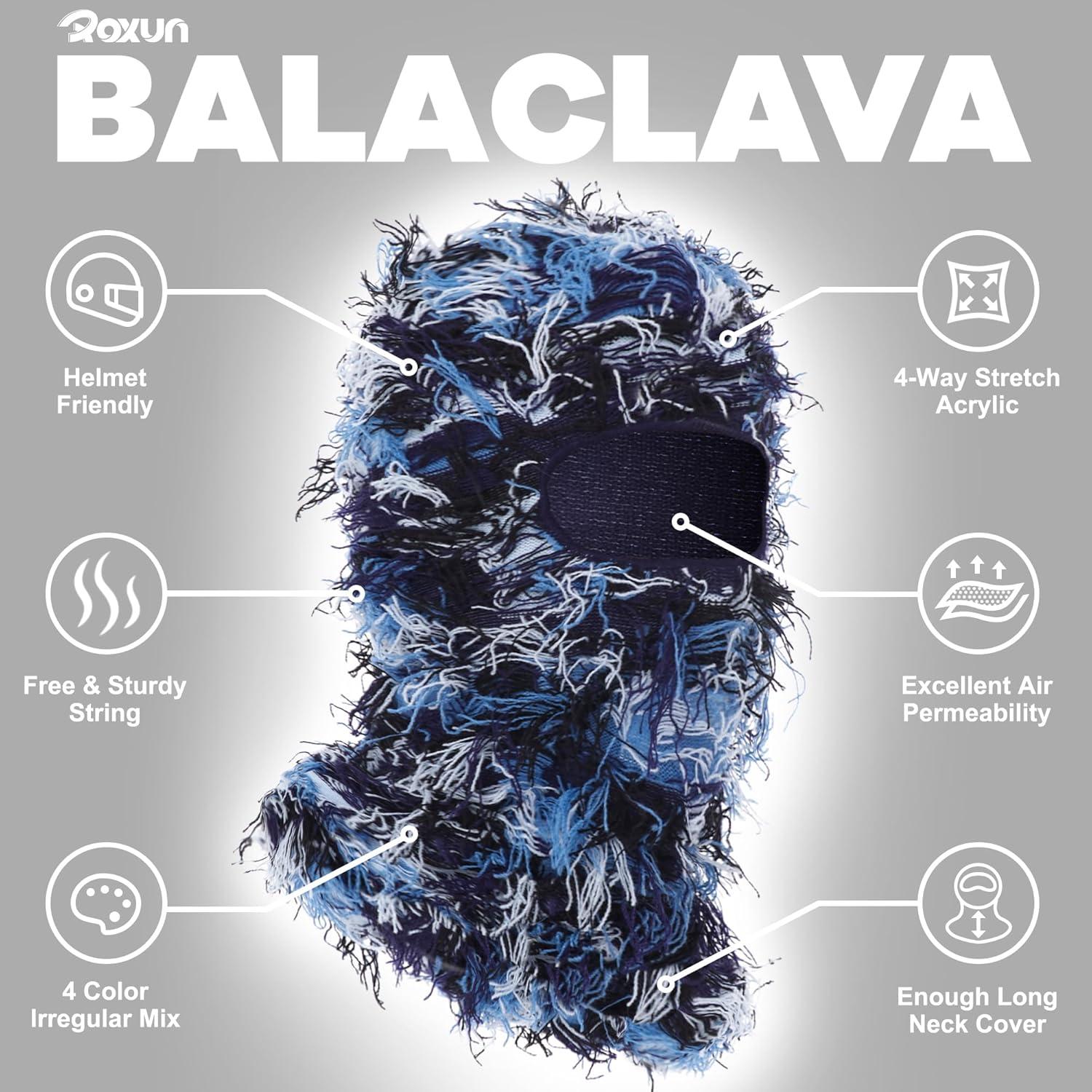 imageDistressed Ski Mask Balaclava Yeat Shiesty Fluffy Knitted Full Face Mask for MenWomenNavy Mixed