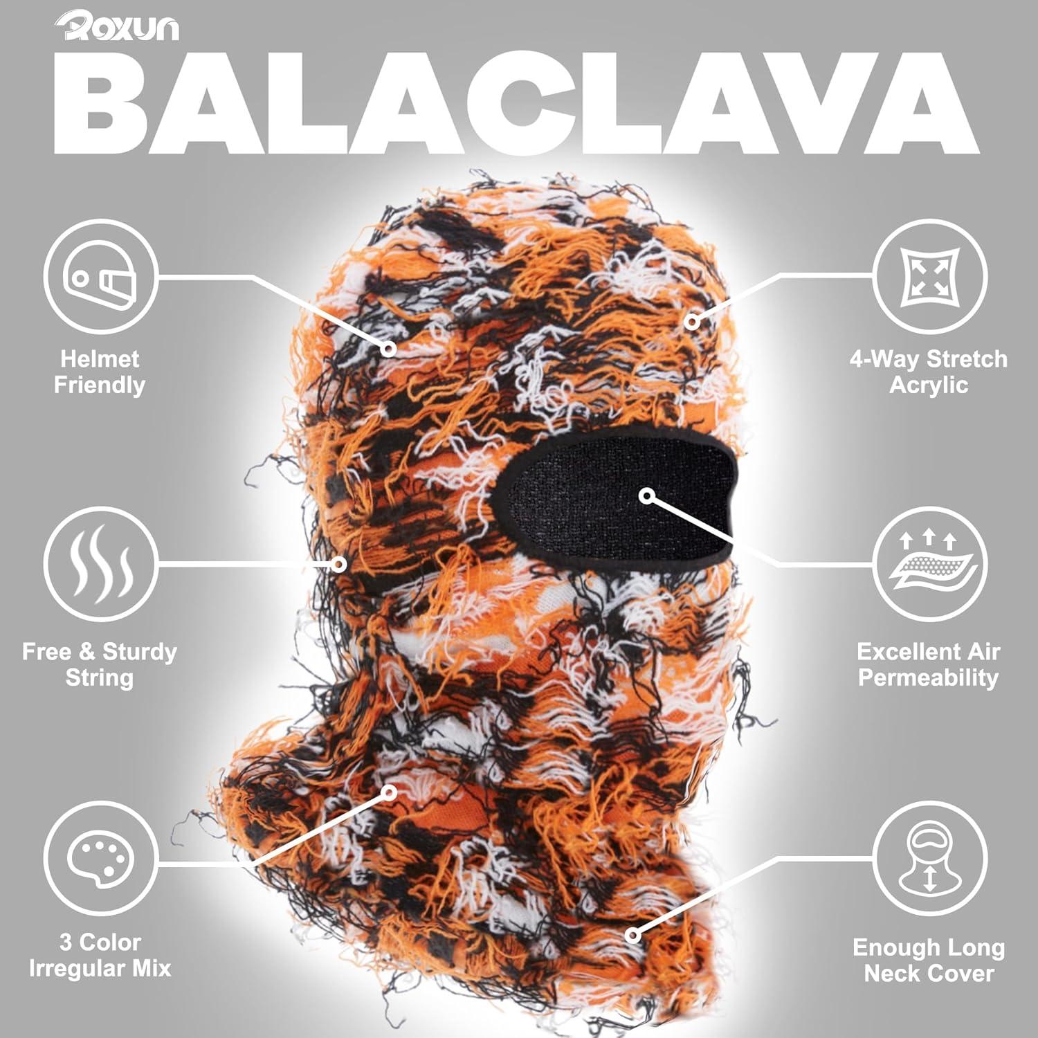 imageDistressed Ski Mask Balaclava Yeat Shiesty Fluffy Knitted Full Face Mask for MenWomenOrange Mixed