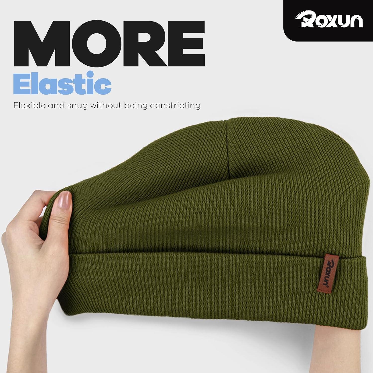 imageKnit Cuffed Beanie for MenWomen Soft Warm Winter Hat Unisex Stocking CapArmy Green