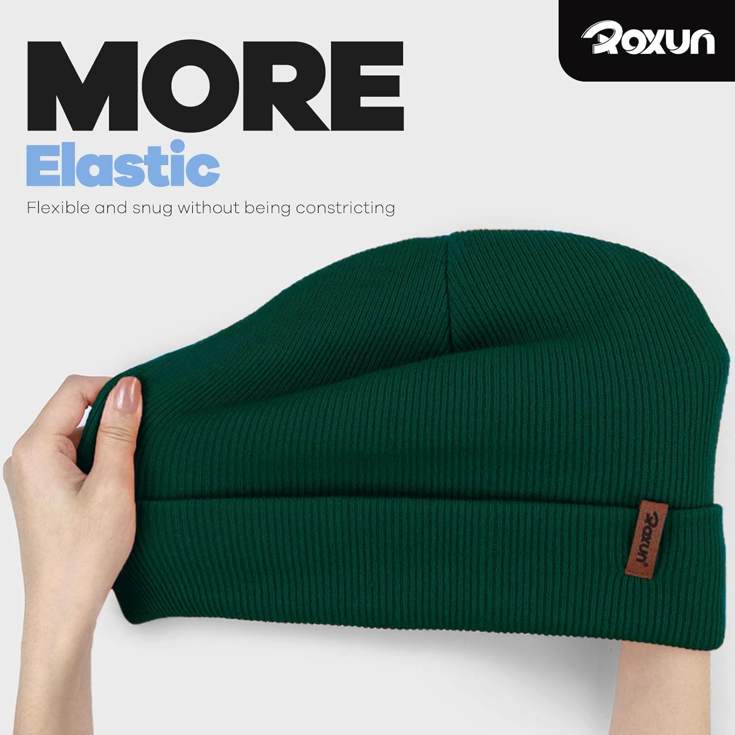 imageKnit Cuffed Beanie for MenWomen Soft Warm Winter Hat Unisex Stocking CapDark Green