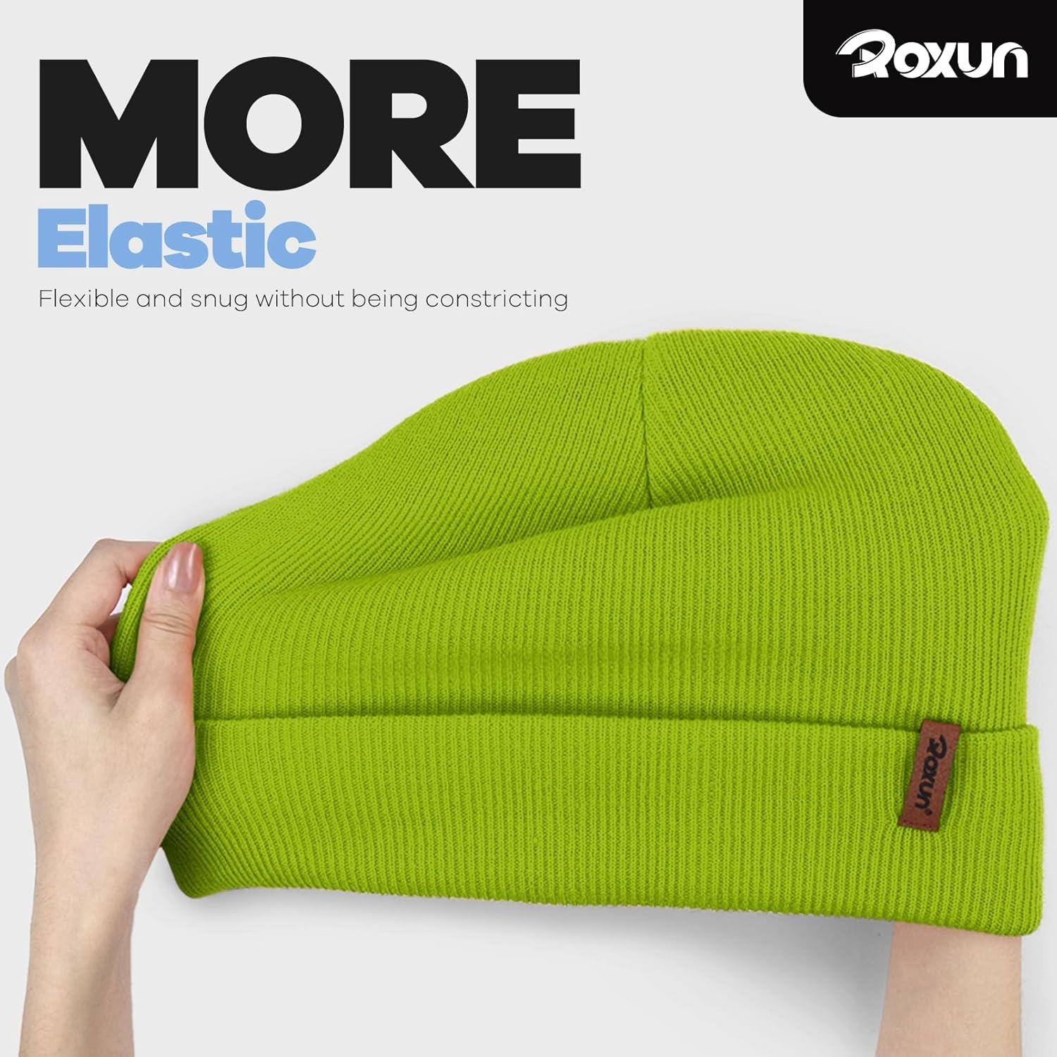 imageKnit Cuffed Beanie for MenWomen Soft Warm Winter Hat Unisex Stocking CapGrass Green