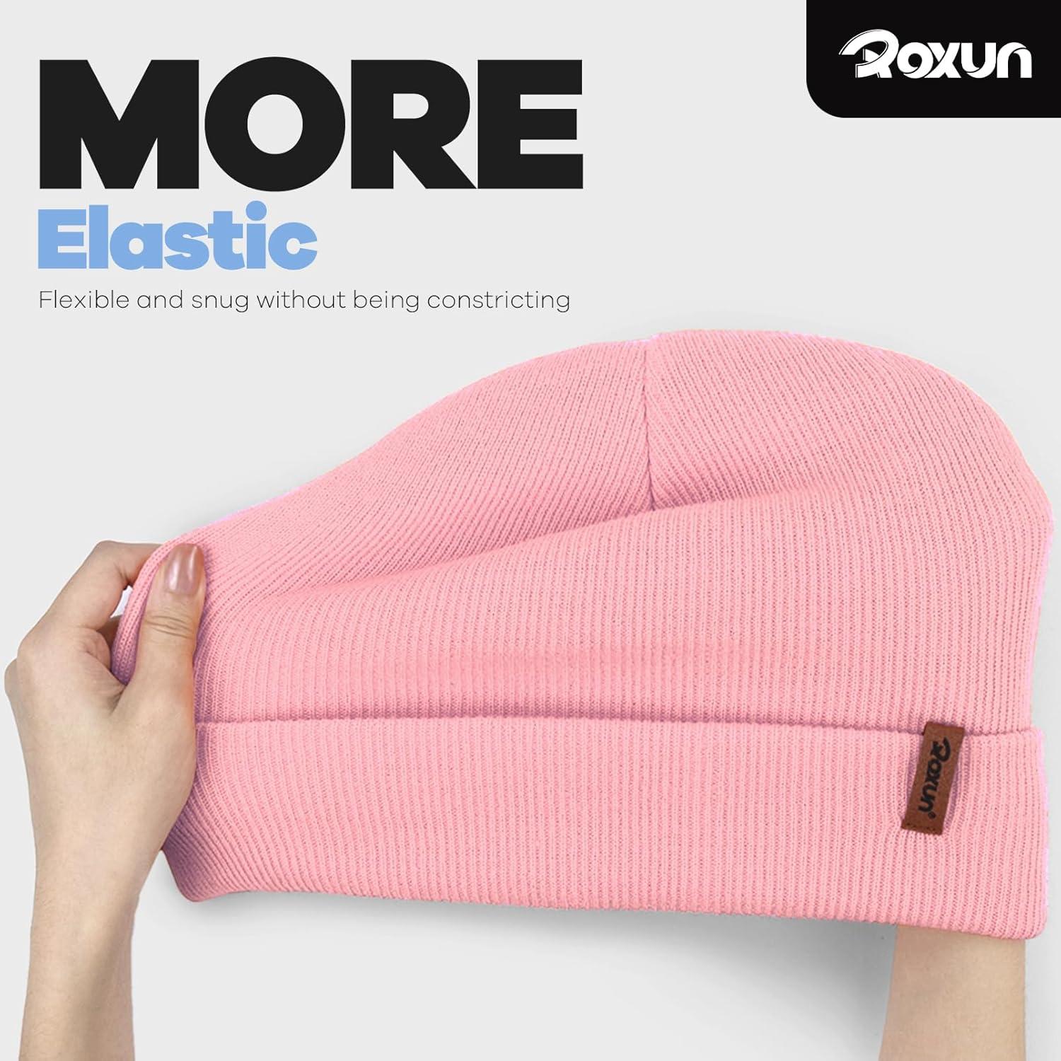 imageKnit Cuffed Beanie for MenWomen Soft Warm Winter Hat Unisex Stocking CapLight Pink