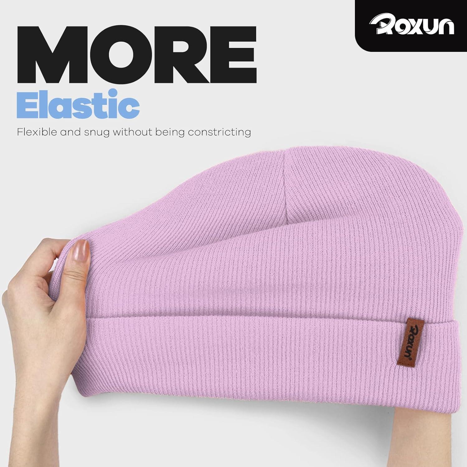 imageKnit Cuffed Beanie for MenWomen Soft Warm Winter Hat Unisex Stocking CapLight Purple