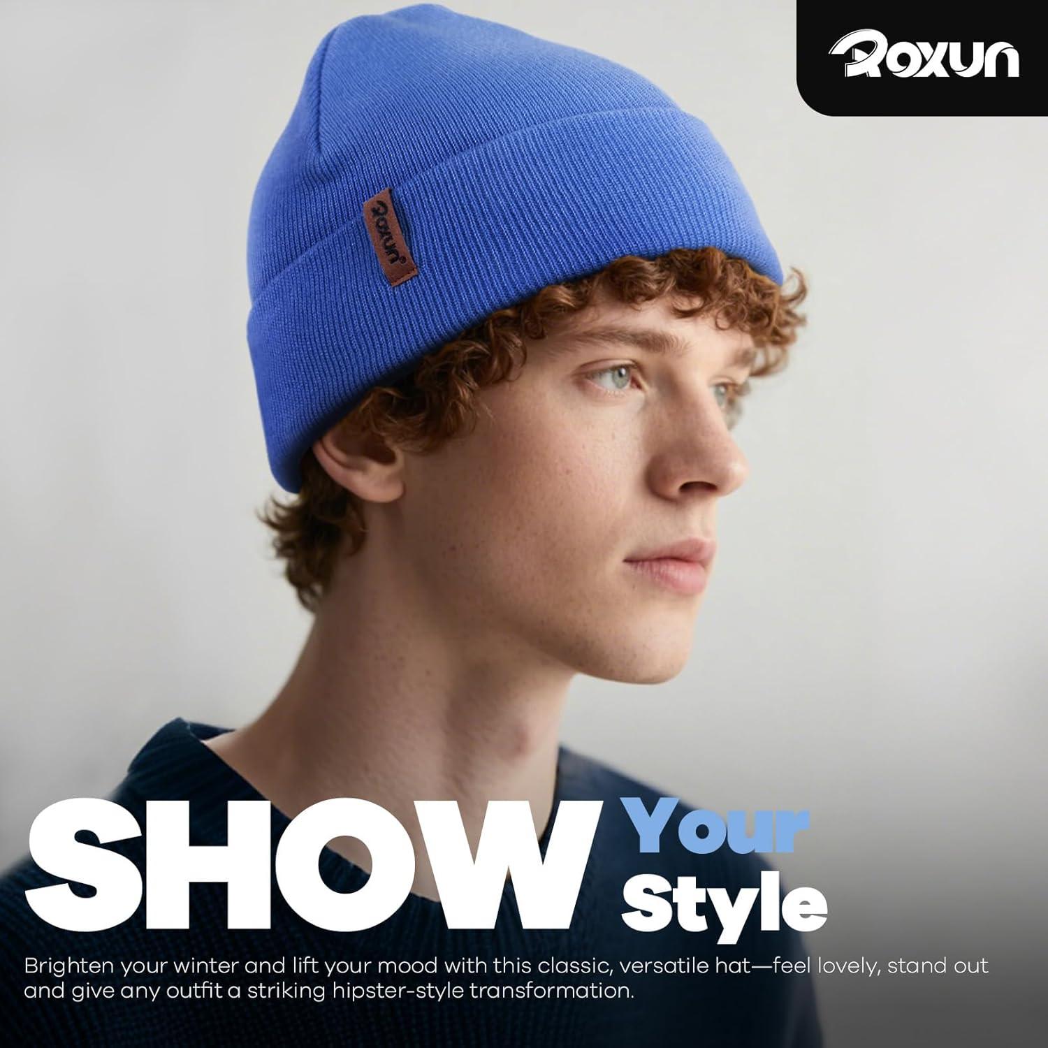 imageKnit Cuffed Beanie for MenWomen Soft Warm Winter Hat Unisex Stocking CapRoyal Blue