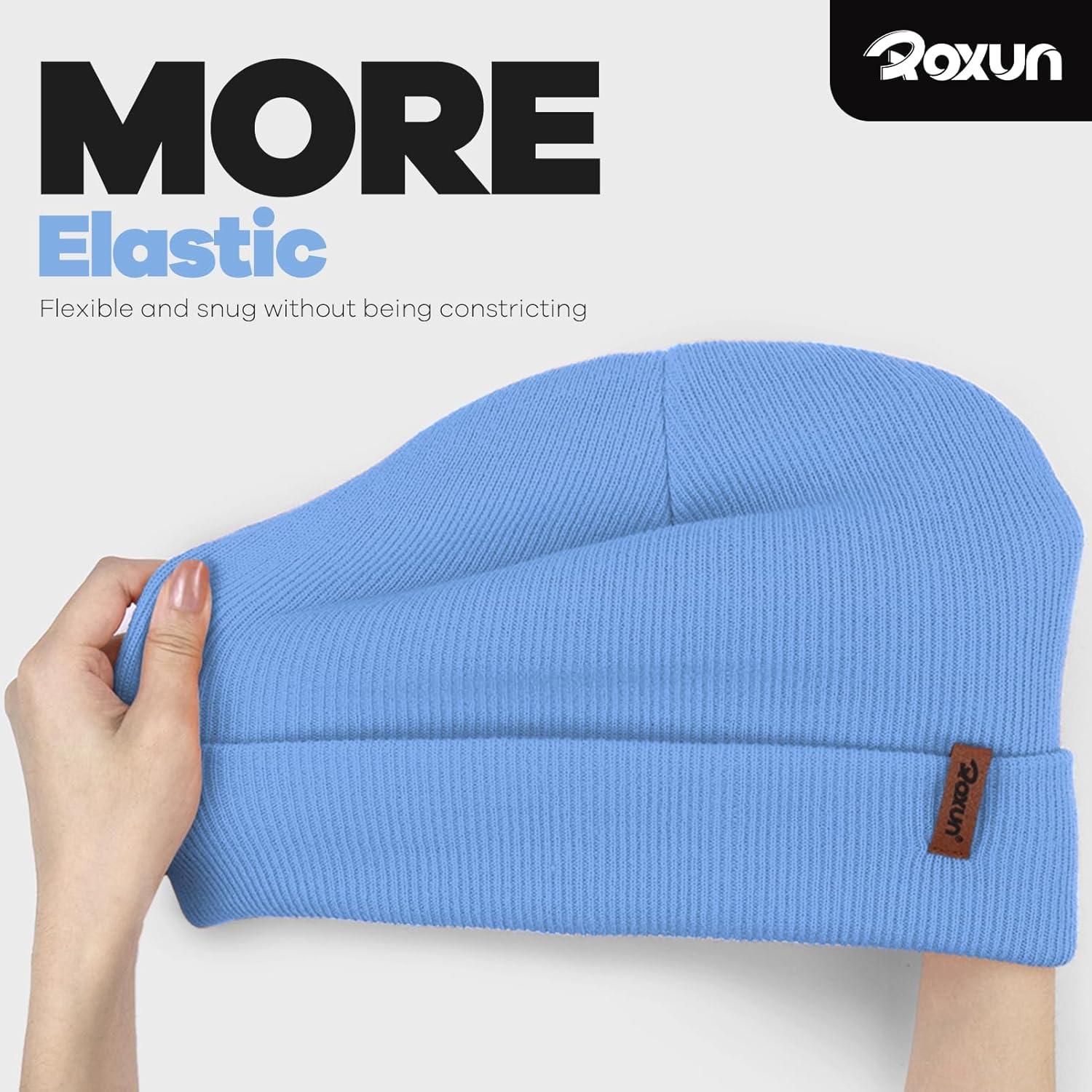 imageKnit Cuffed Beanie for MenWomen Soft Warm Winter Hat Unisex Stocking CapSky Blue