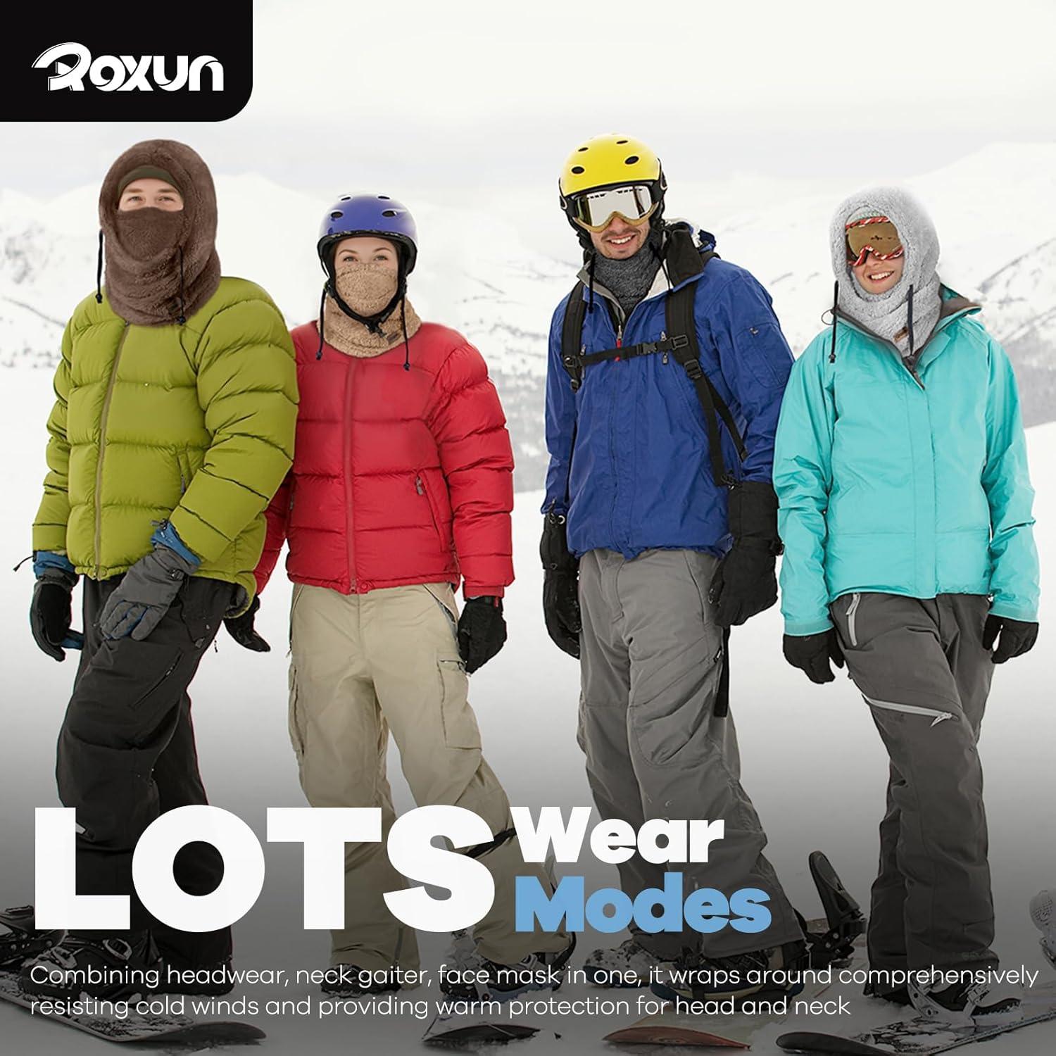 imageSki Mask Fleece Balaclava Windproof Face Mask Winter Warm Neck Cover Helmet Hood for Men WomenBlack