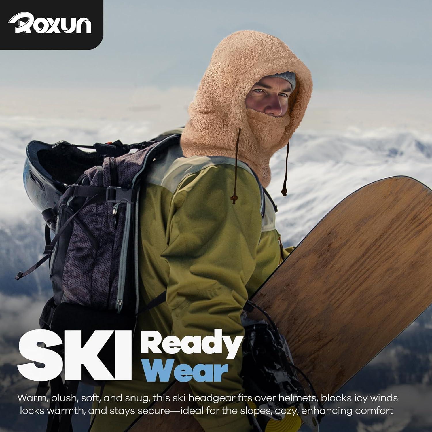 imageSki Mask Fleece Balaclava Windproof Face Mask Winter Warm Neck Cover Helmet Hood for Men WomenPowder Blue