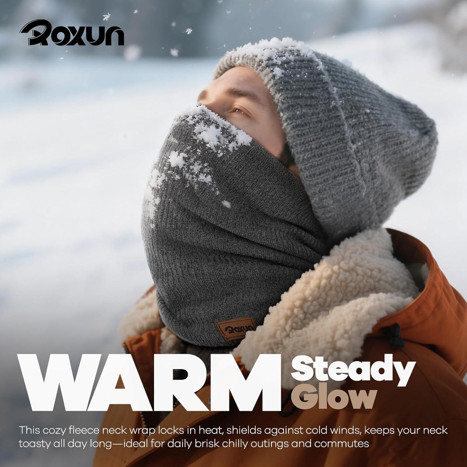 imageWinter Neck Gaiter Neck Warmer Cover Ski Gaiters for MenWomen Fleece Thick Elegant StylishBlack