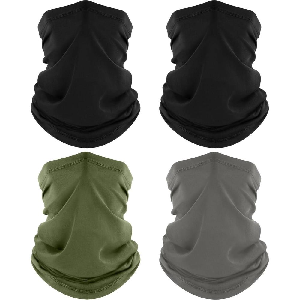 image4 Pack Neck Gaiter Cooling Breathable Face Mask UV Protection Scarf Hiking Bandana for MenWomen2 Blackgrayarmy Green
