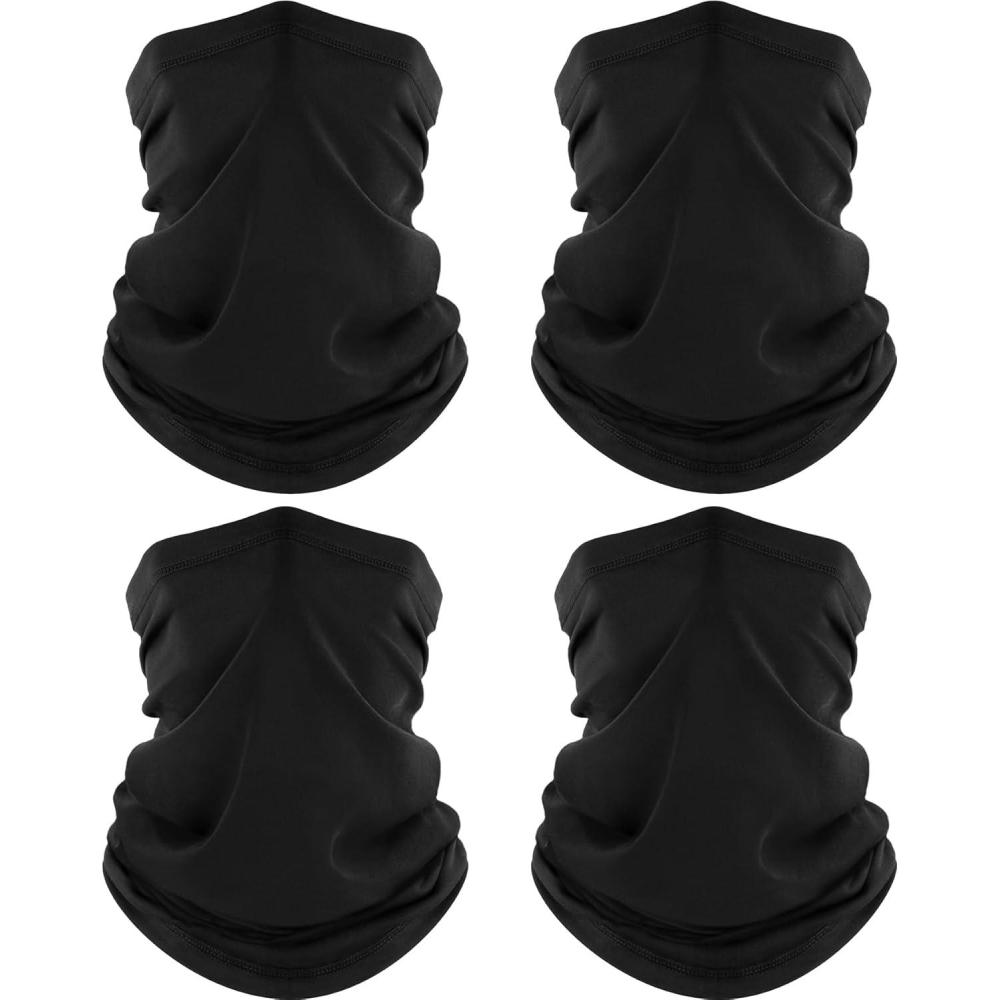 image4 Pack Neck Gaiter Cooling Breathable Face Mask UV Protection Scarf Hiking Bandana for MenWomen4 Black