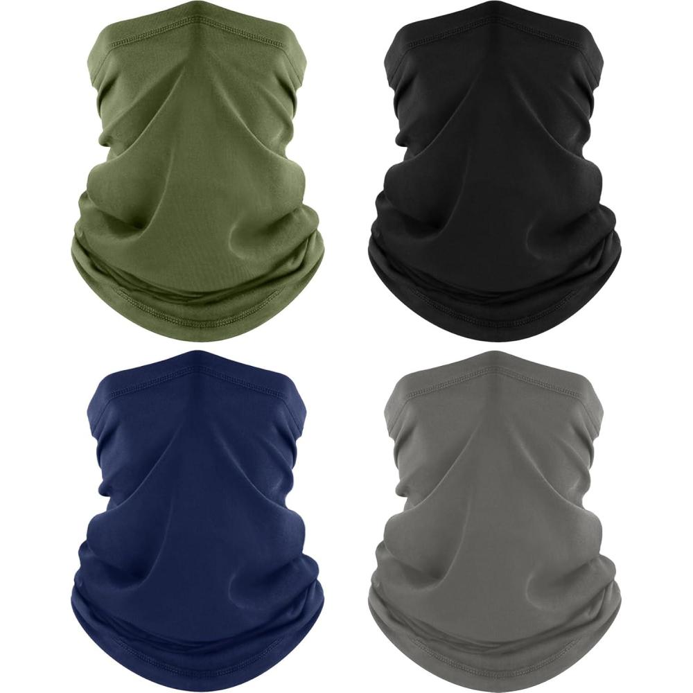 image4 Pack Neck Gaiter Cooling Breathable Face Mask UV Protection Scarf Hiking Bandana for MenWomenBlackgraynavyarmy Green