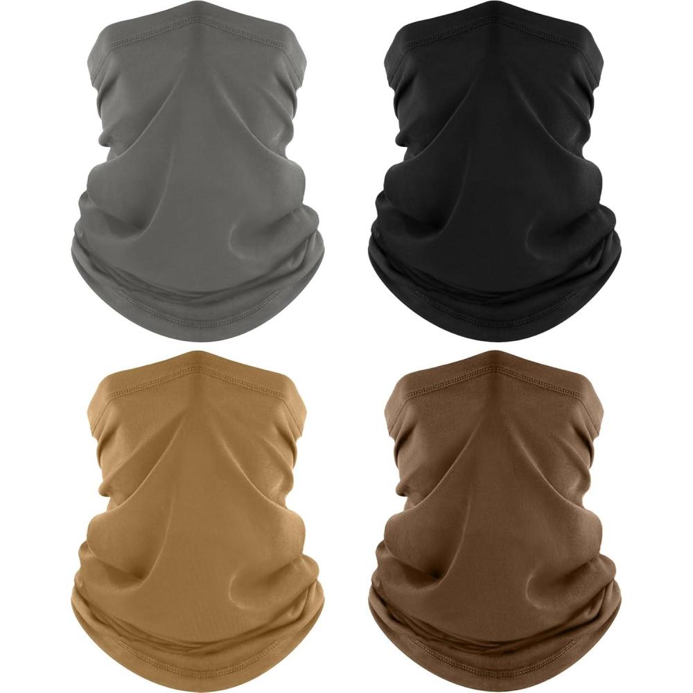 image4 Pack Neck Gaiter Cooling Breathable Face Mask UV Protection Scarf Hiking Bandana for MenWomenBlackgraysandbrown